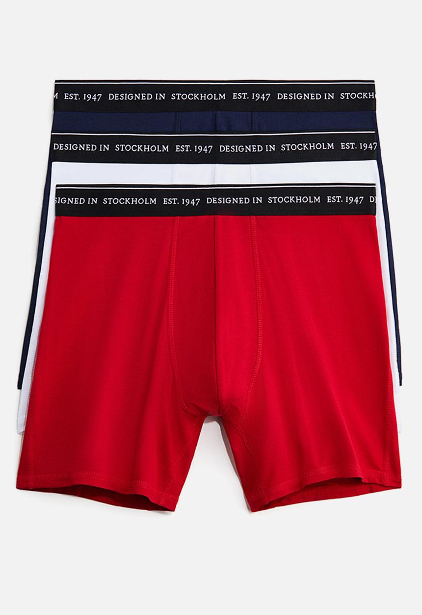 H&M - 3-pack coolmax? mid trunks - red/white/navy blue