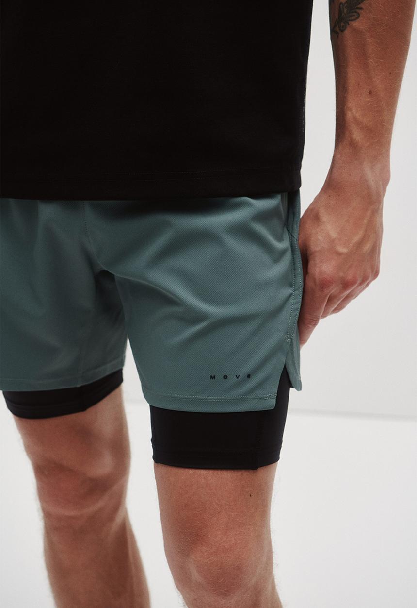 H&M - Double-layered sports shorts with drymove? - dusty green