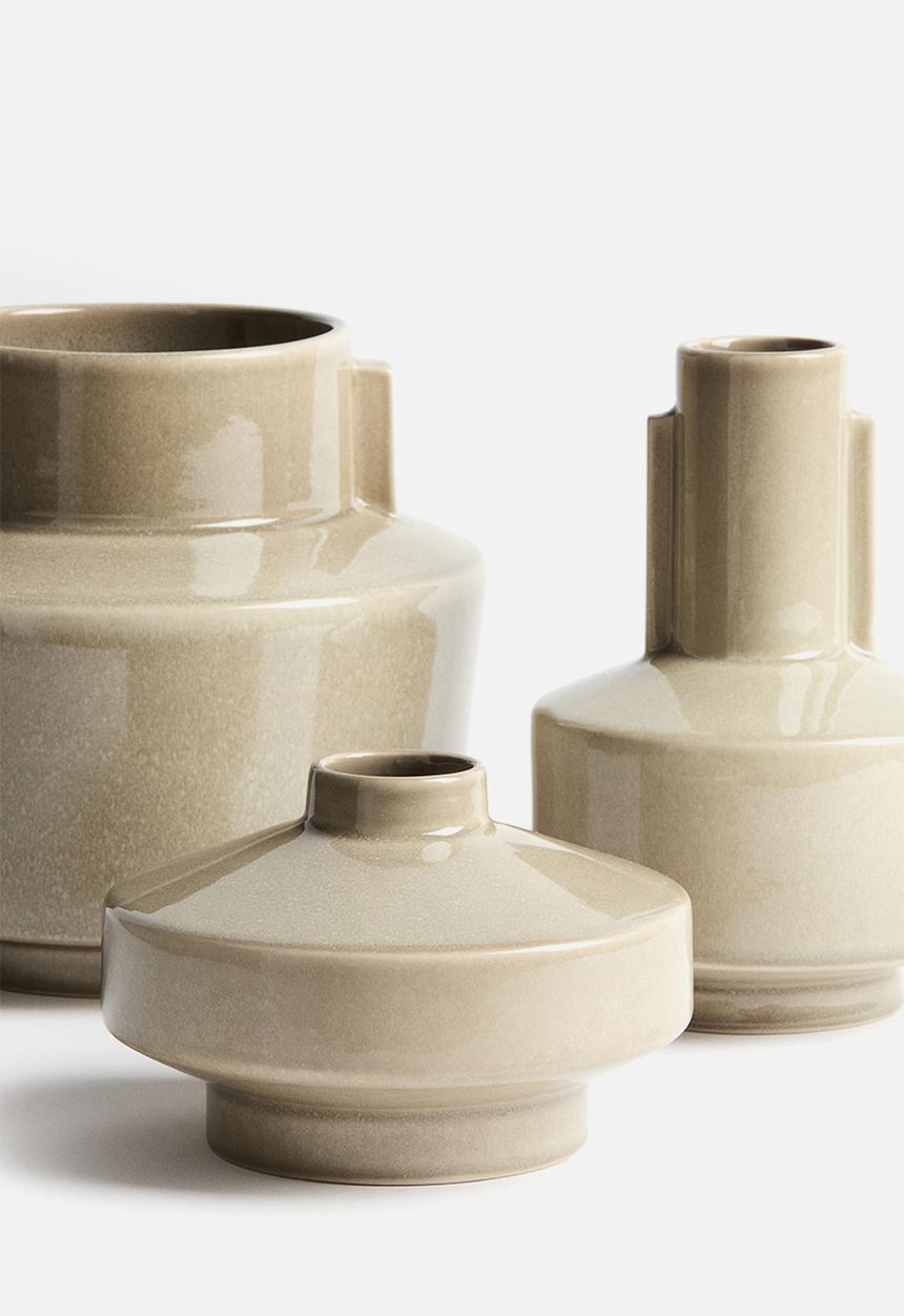 H&M - Reactive-glaze stoneware vase - khaki beige