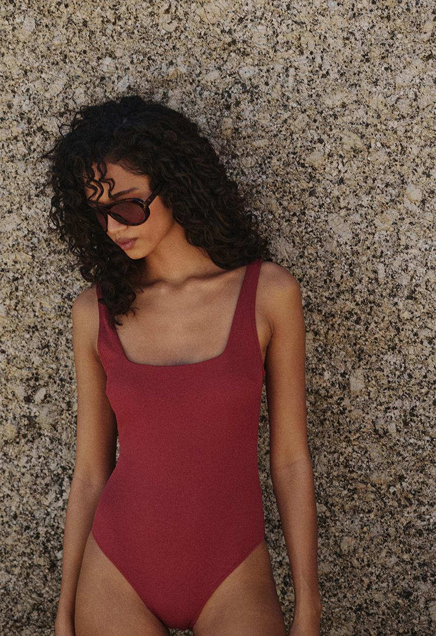 H&M - Padded-cup swimsuit - dark red