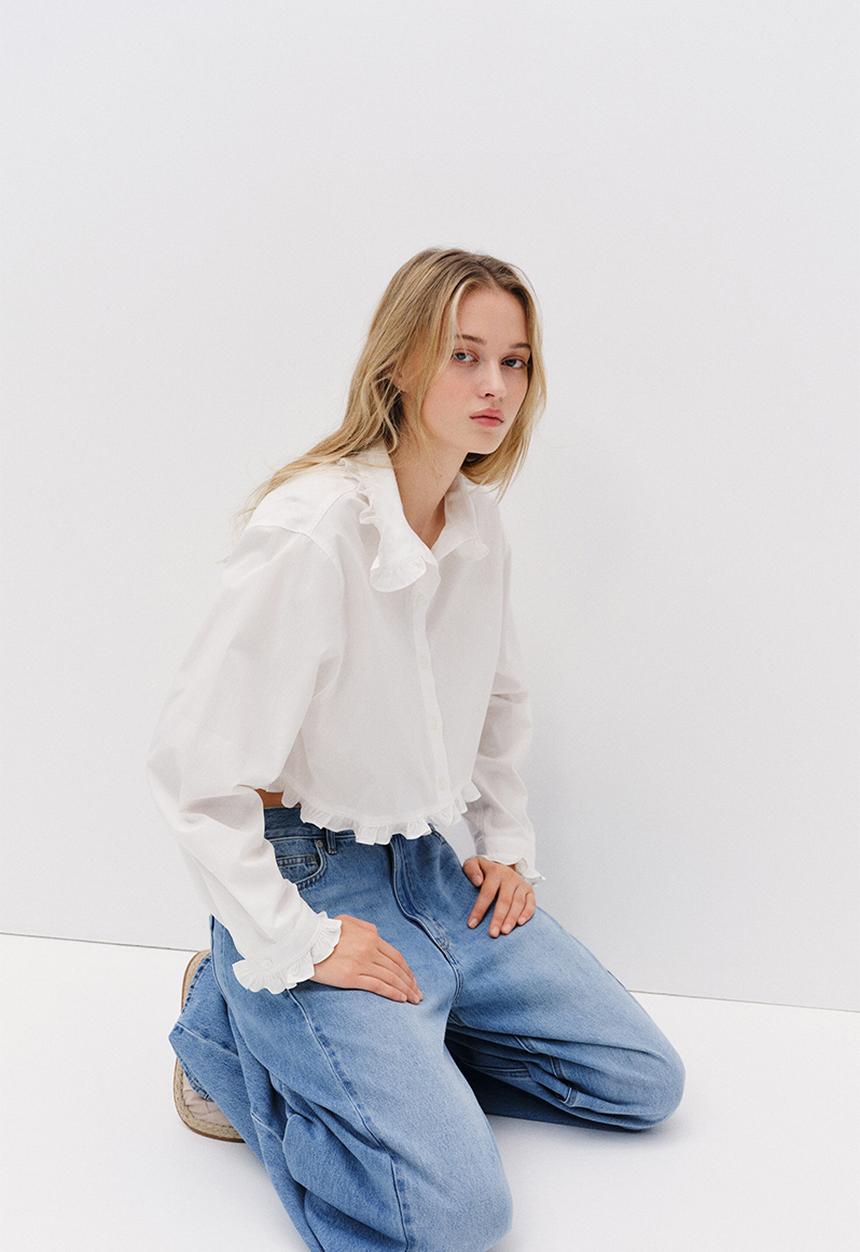 H&M - Frill-trimmed shirt - white