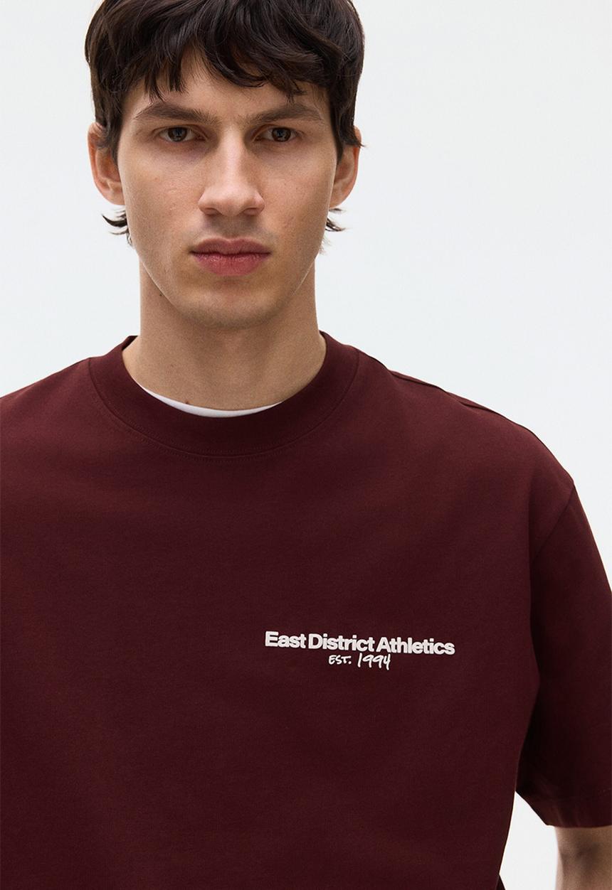 H&M - Loose fit printed t-shirt - burgundy/athletics