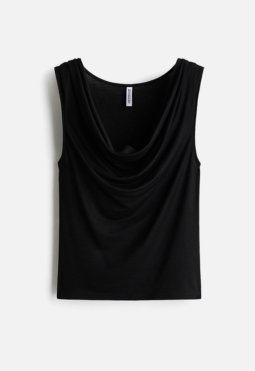 H&M - Cowl-neck jersey top - black