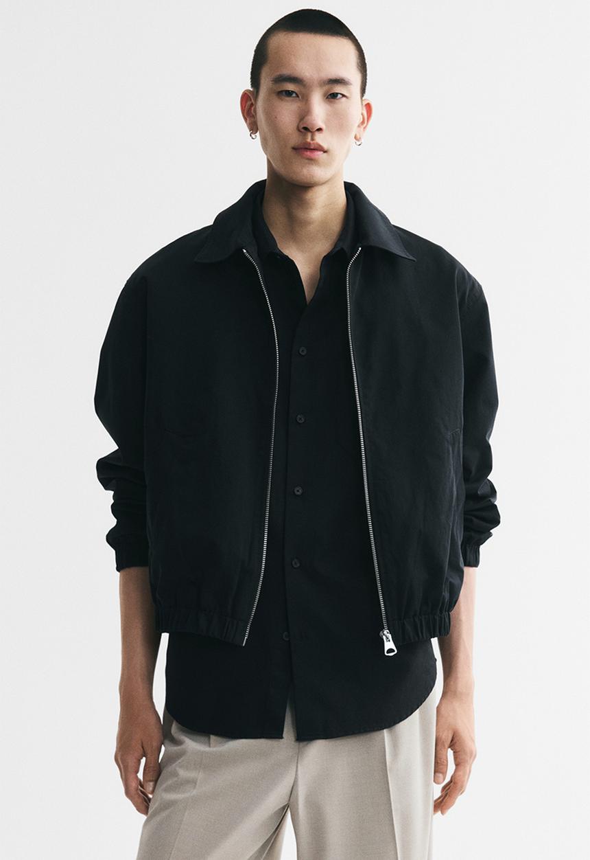 H&M - Collared cotton jacket - black
