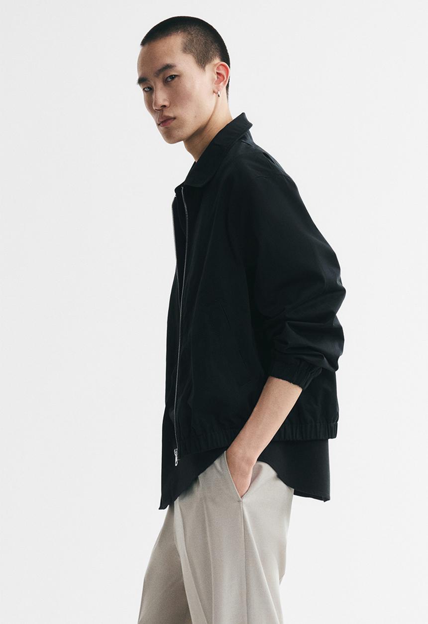 H&M - Collared cotton jacket - black