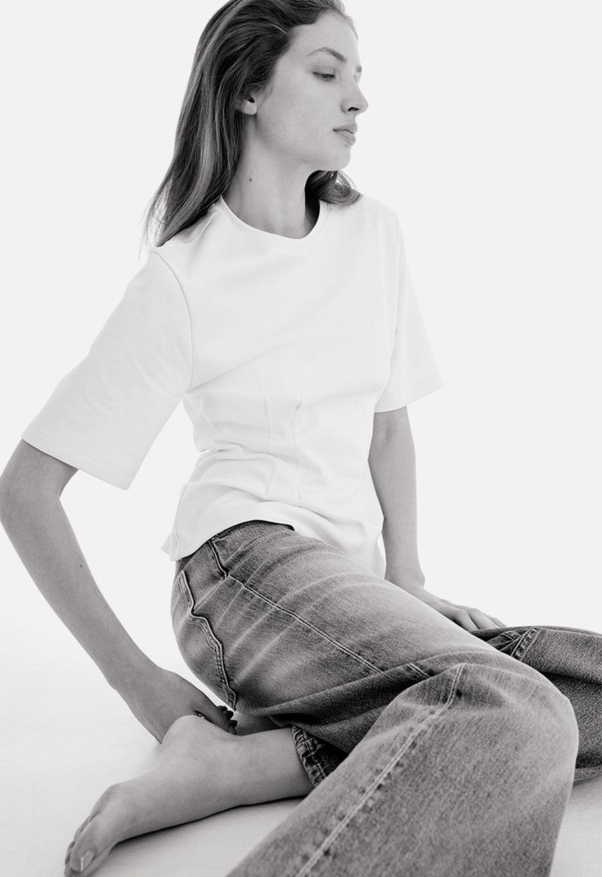 H&M - Waisted interlock t-shirt - white