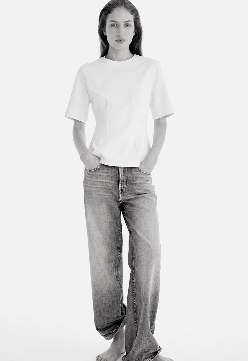 H&M - Waisted interlock t-shirt - white