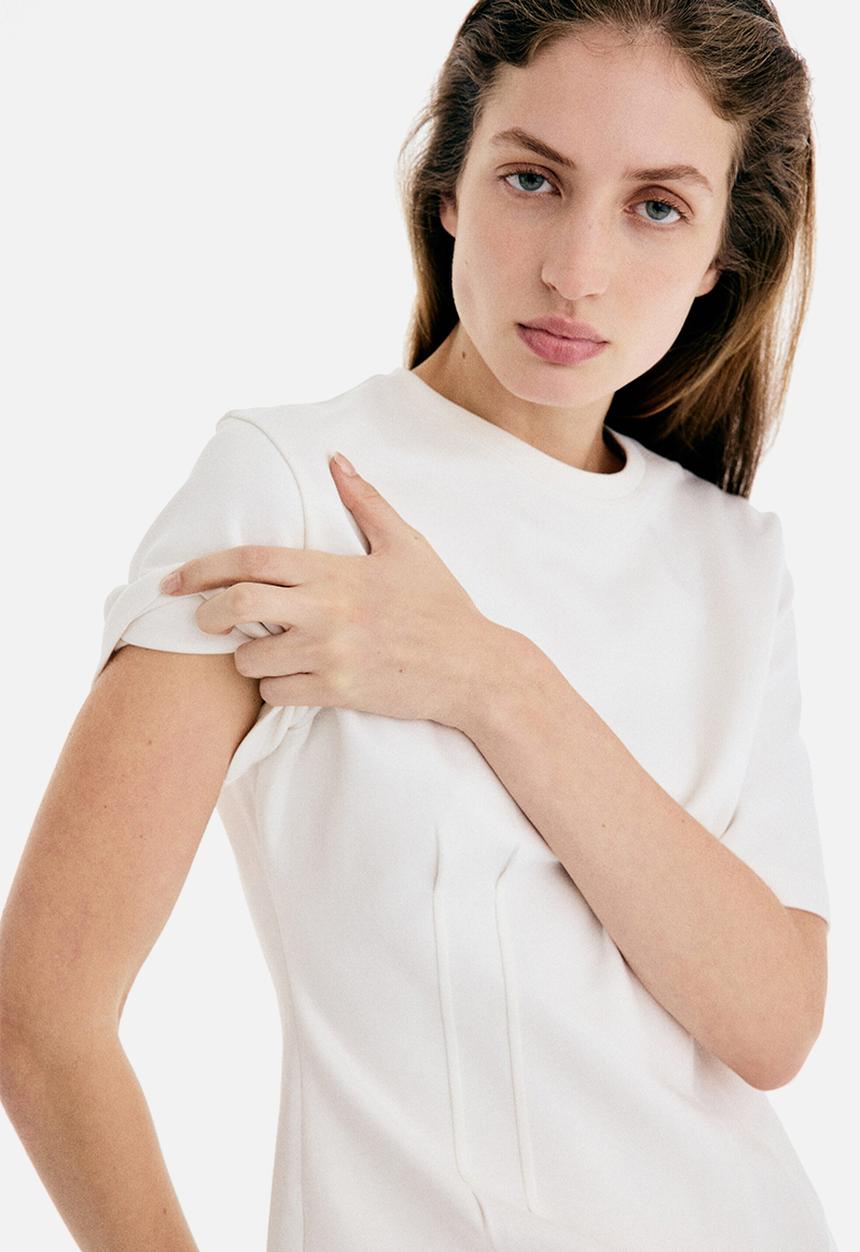 H&M - Waisted interlock t-shirt - white