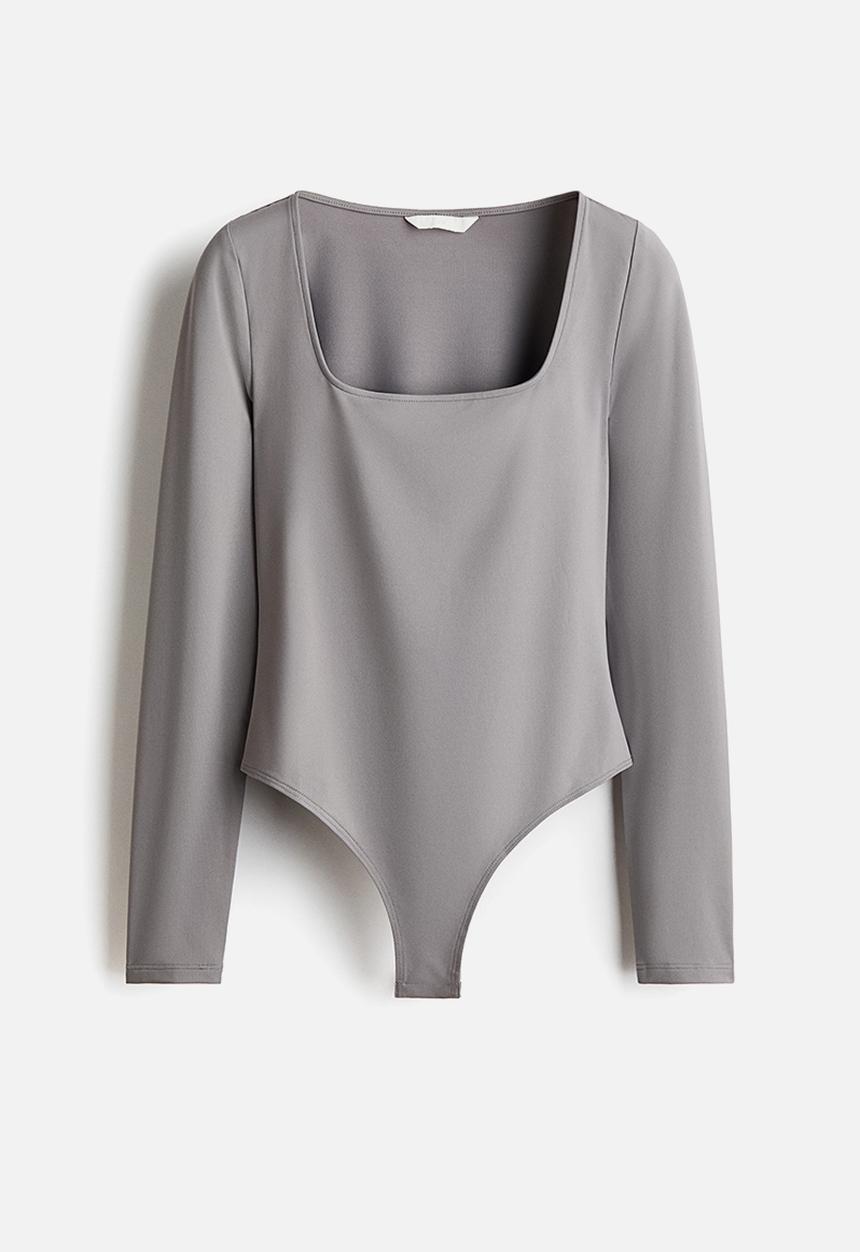 H&M - Long-sleeved thong body - grey