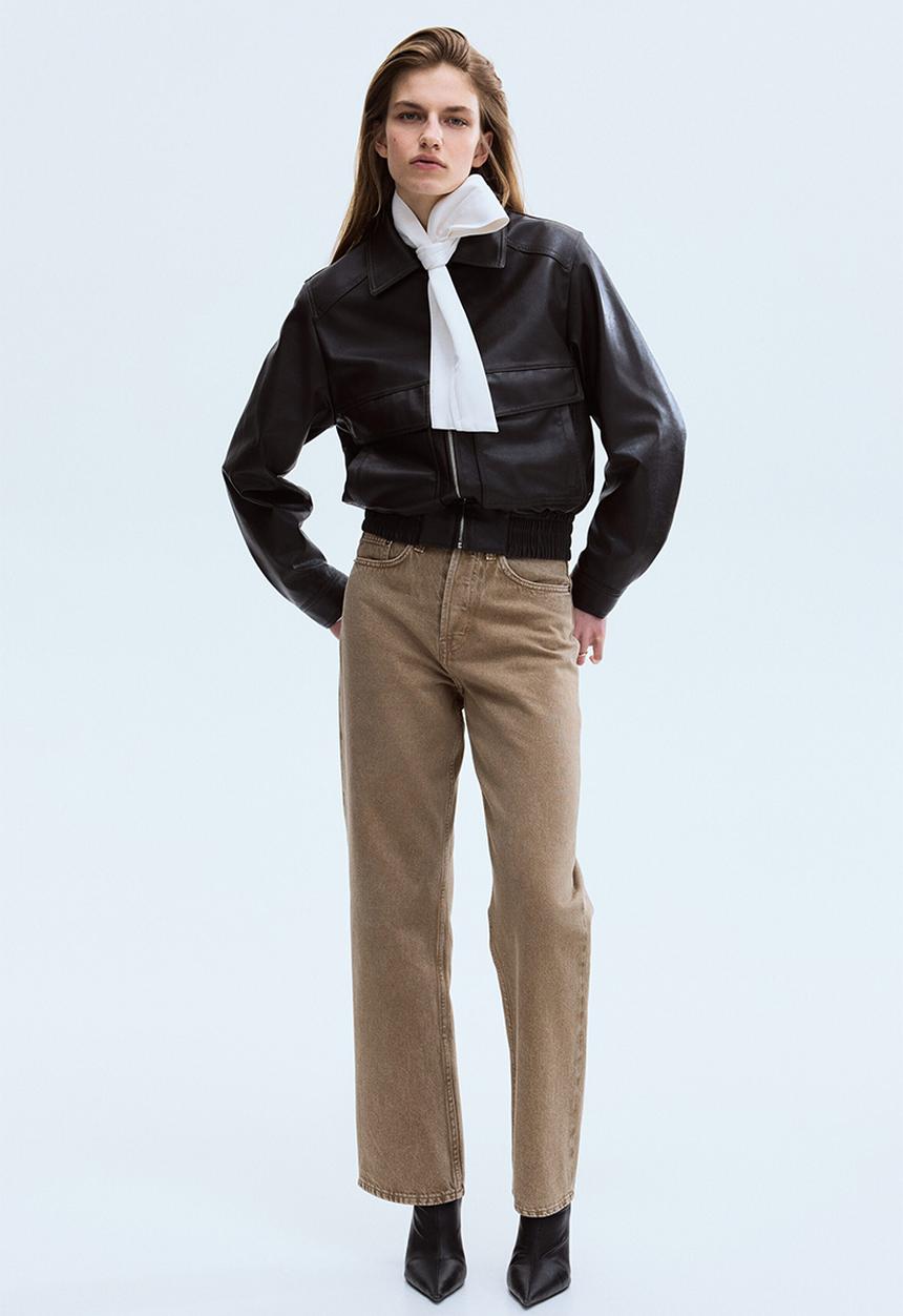 H&M - Straight high waist ankle jeans - beige