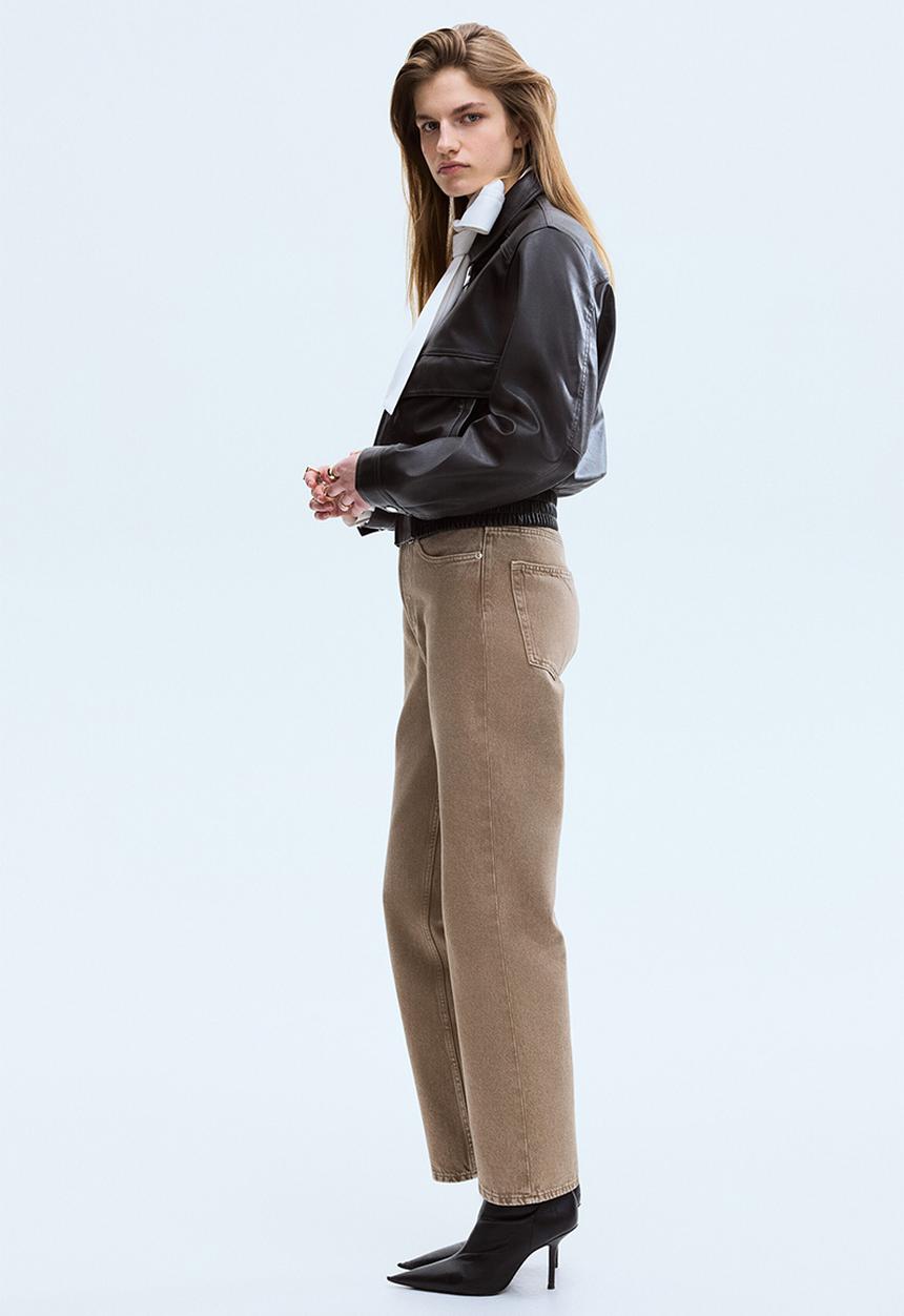 H&M - Straight high waist ankle jeans - beige