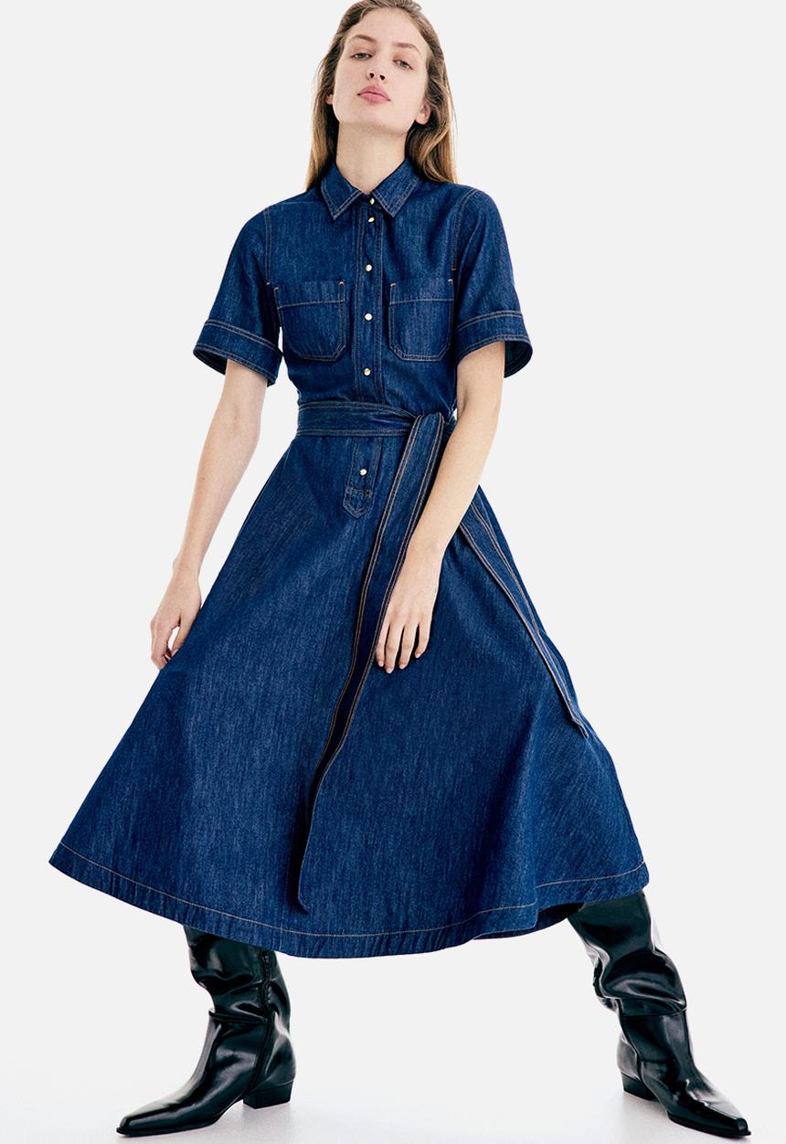H&M - Denim shirt dress - dark denim blue