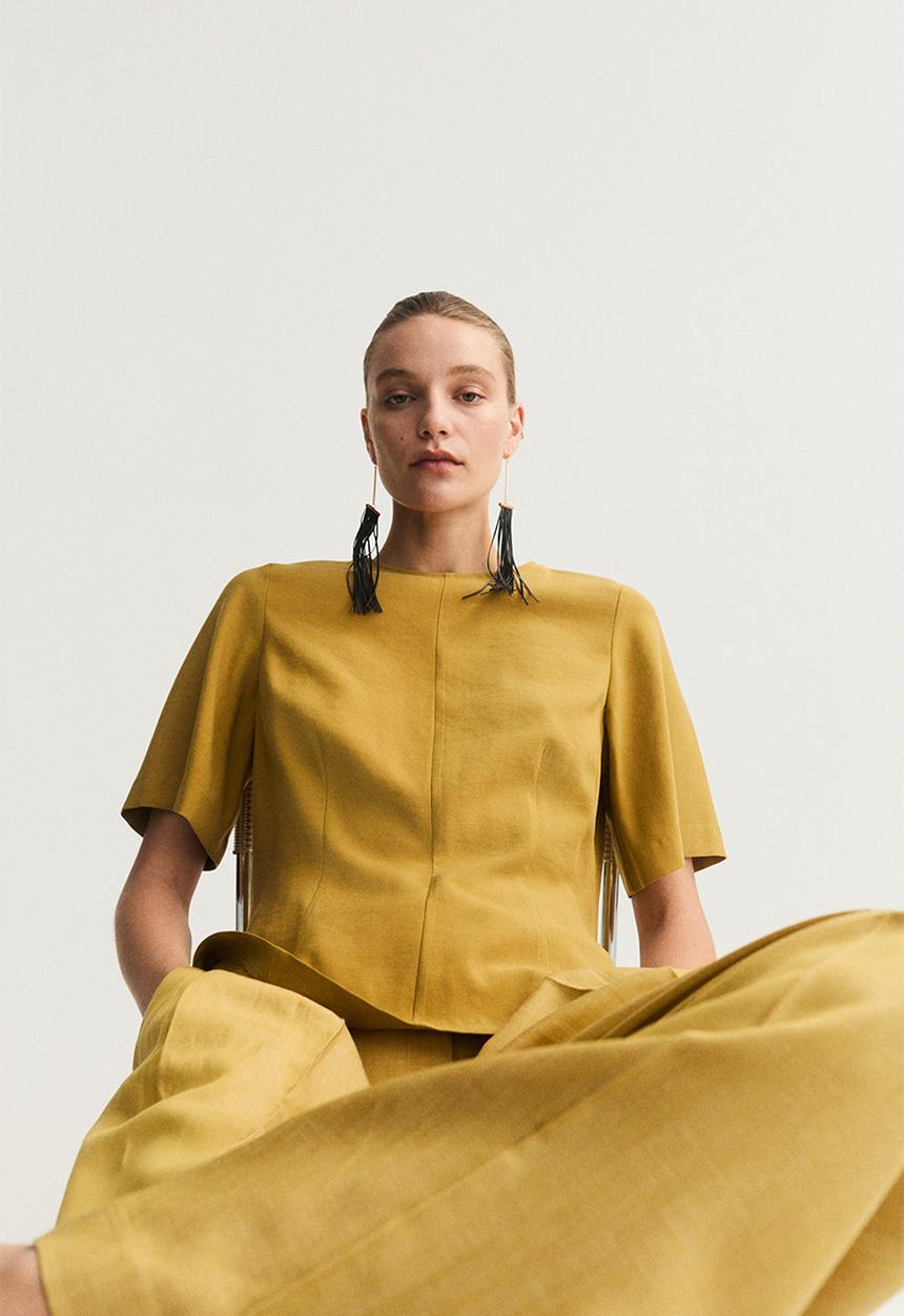H&M - Peplum blouse - mustard yellow