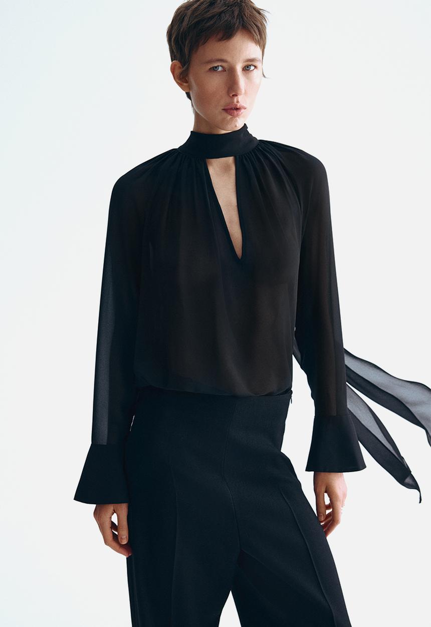 H&M - Scarf-collar blouse - black