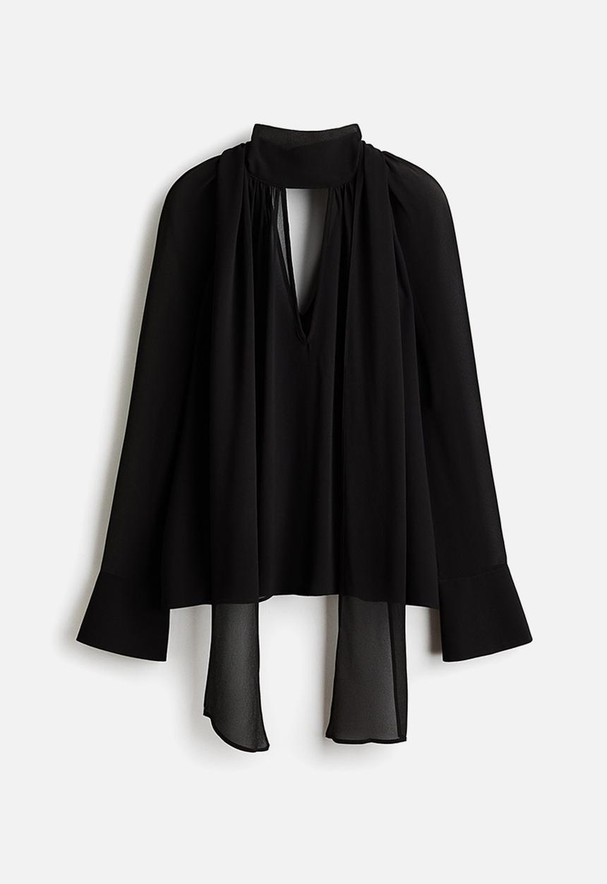 H&M - Scarf-collar blouse - black