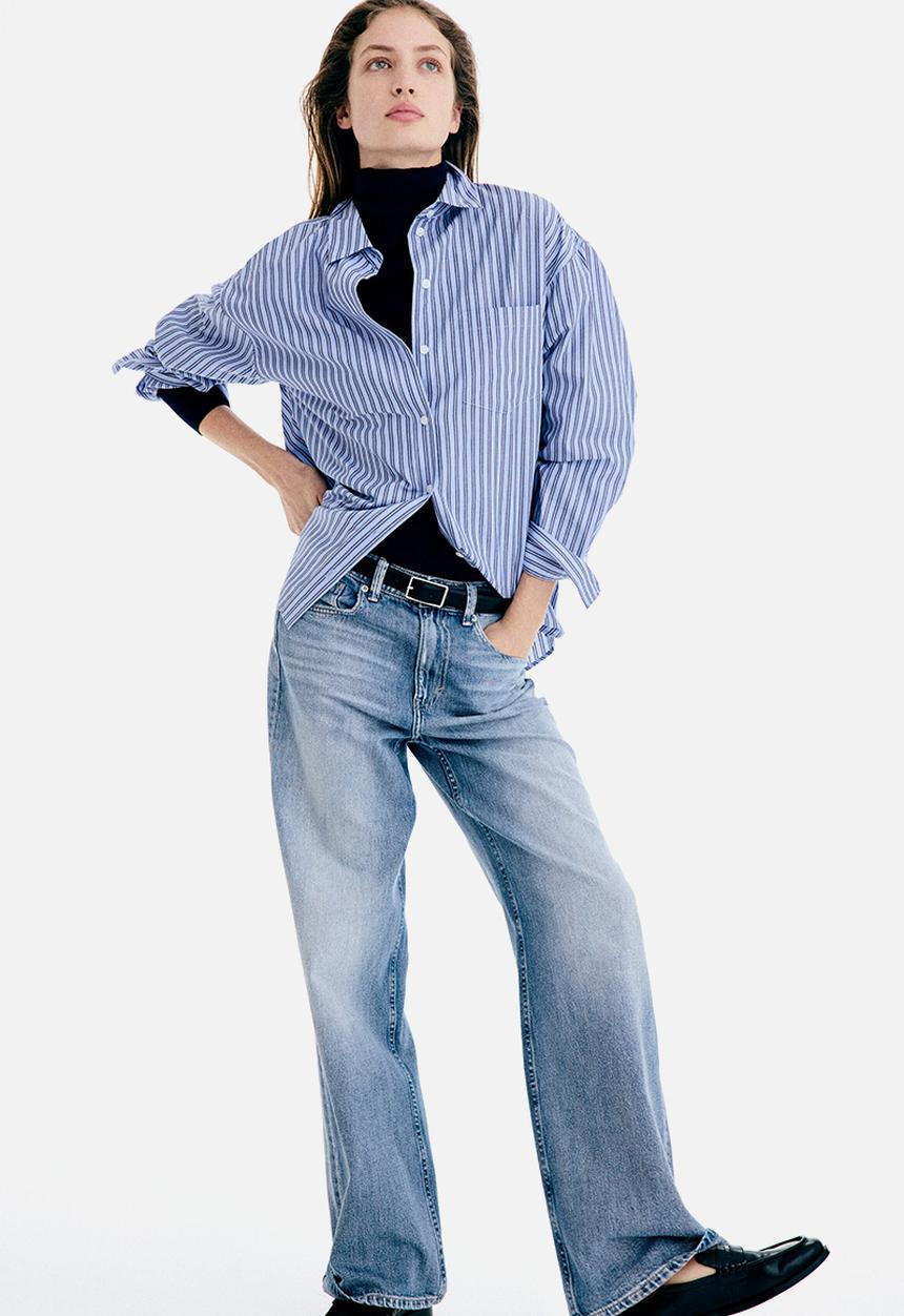 H&M - Wide high jeans - light denim blue