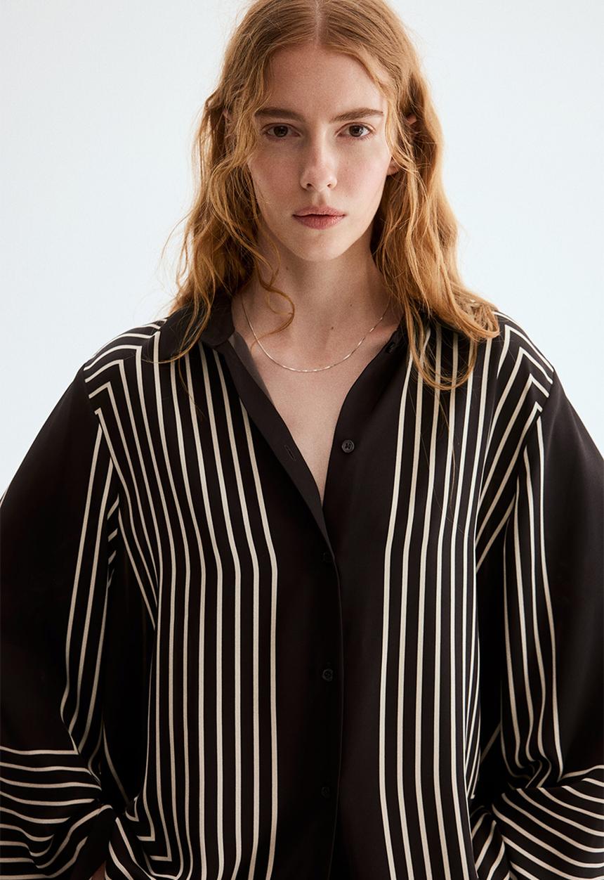 H&M - Oversized shirt - dark brown/striped