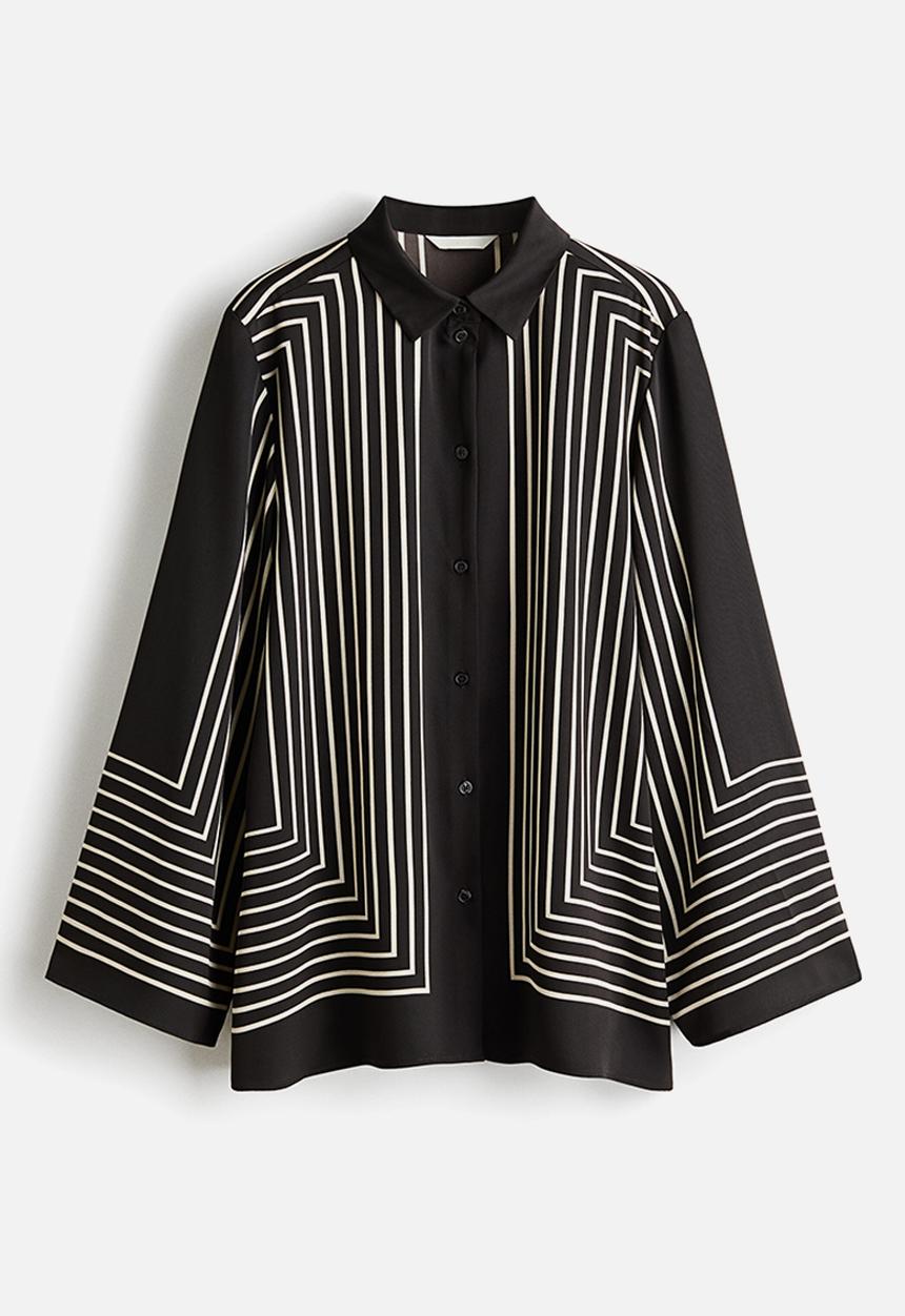 H&M - Oversized shirt - dark brown/striped
