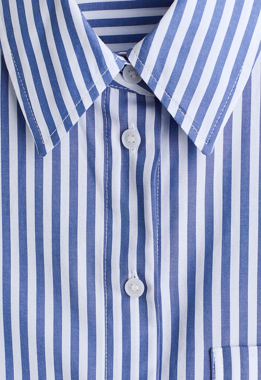 H&M - Short poplin shirt - blue/striped