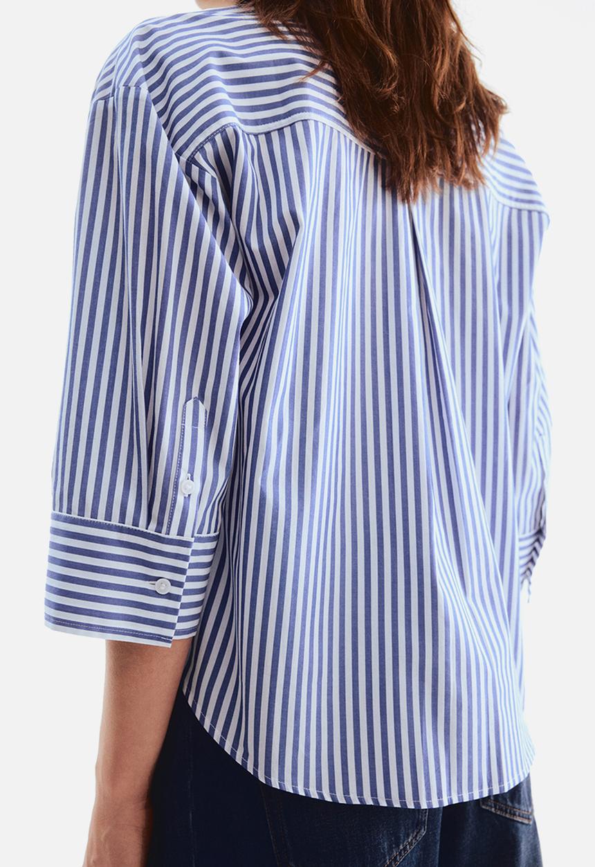 H&M - Short poplin shirt - blue/striped