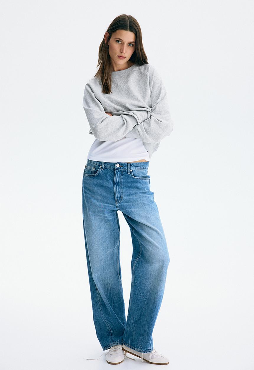H&M - Raglan-sleeved sweatshirt - light grey marl