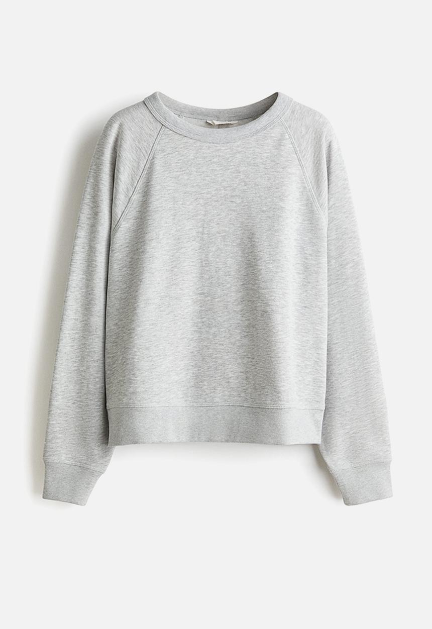 H&M - Raglan-sleeved sweatshirt - light grey marl