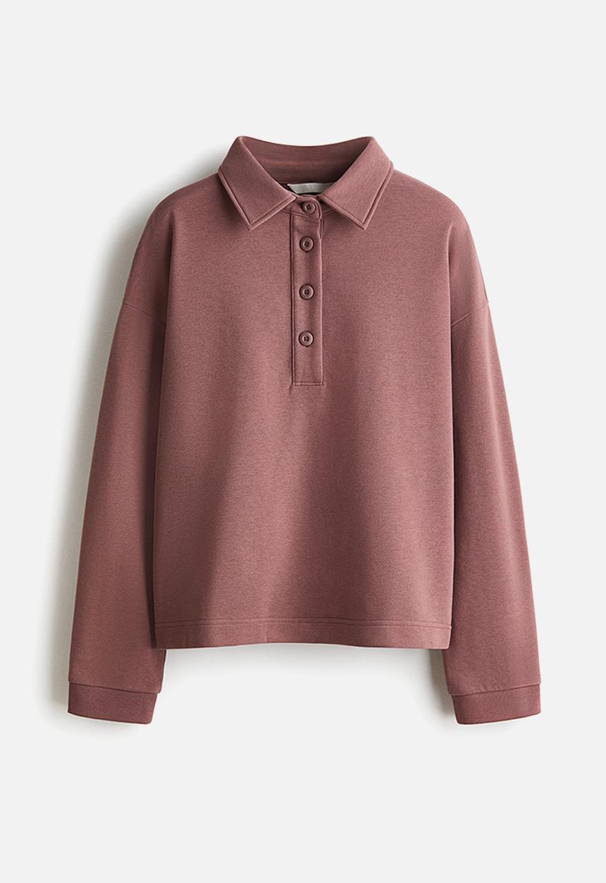 H&M - Collared sweatshirt - dark dusty pink