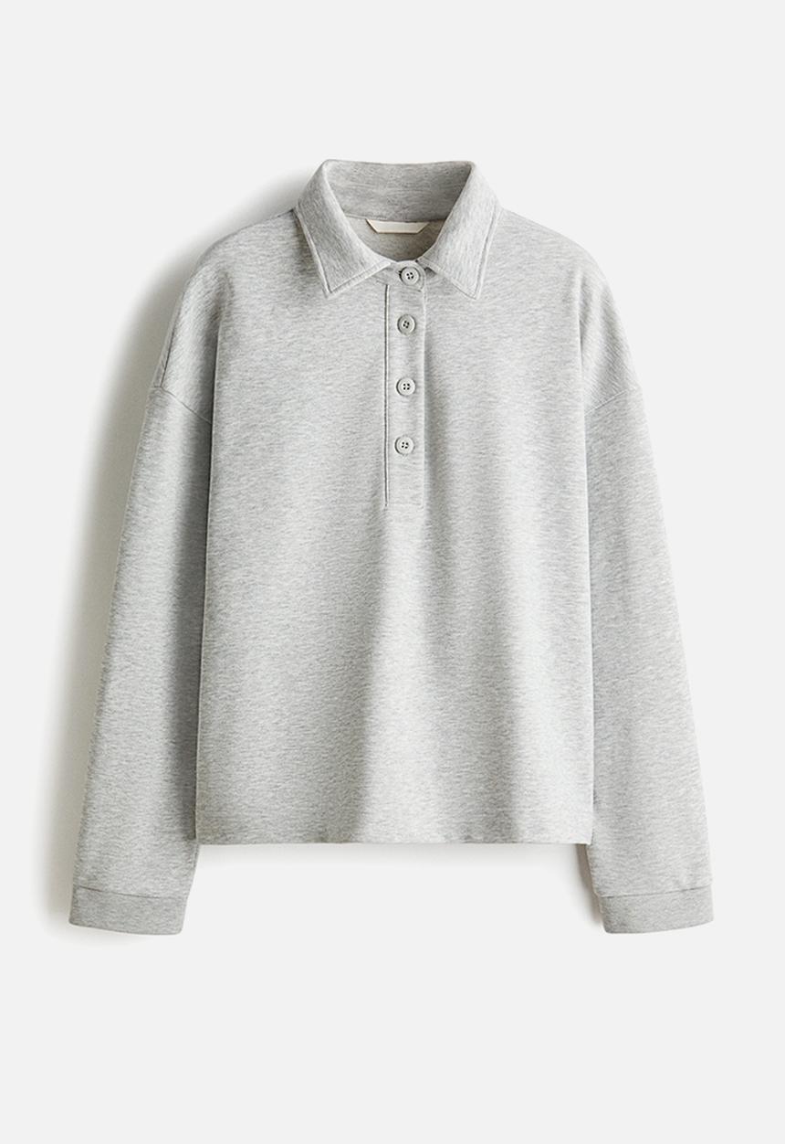 H&M - Collared sweatshirt - light grey marl