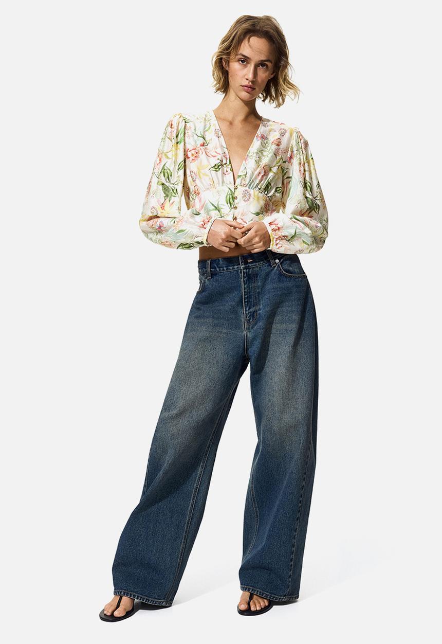 H&M - V-neck blouse - cream/floral
