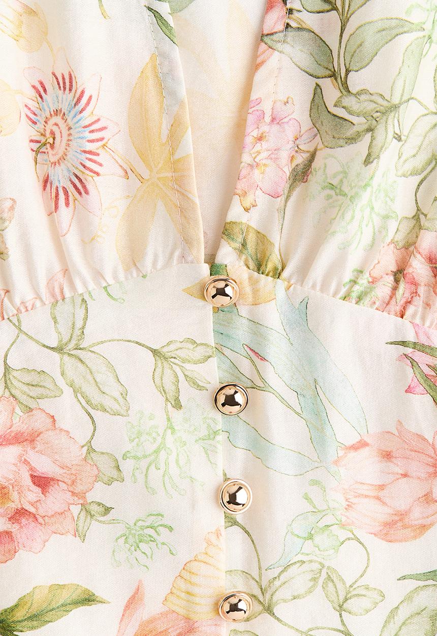 H&M - V-neck blouse - cream/floral