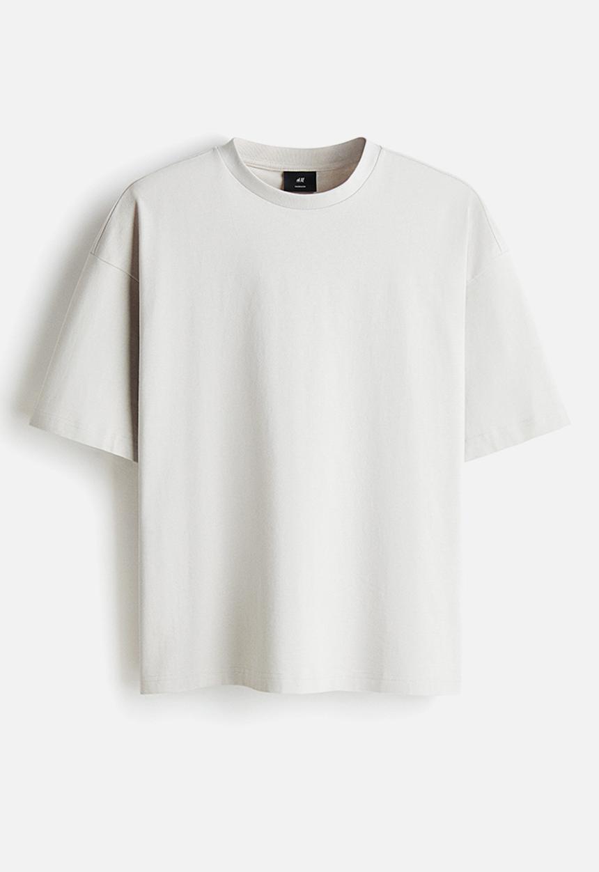 H&M - Oversized fit cotton T-shirt - light grey