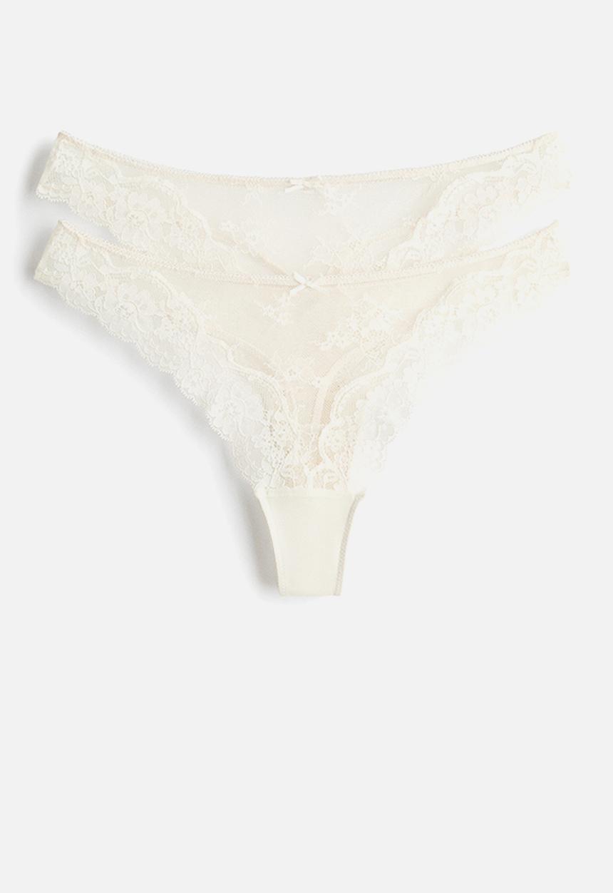 H&M - 2-Pack lace thong briefs - ivory