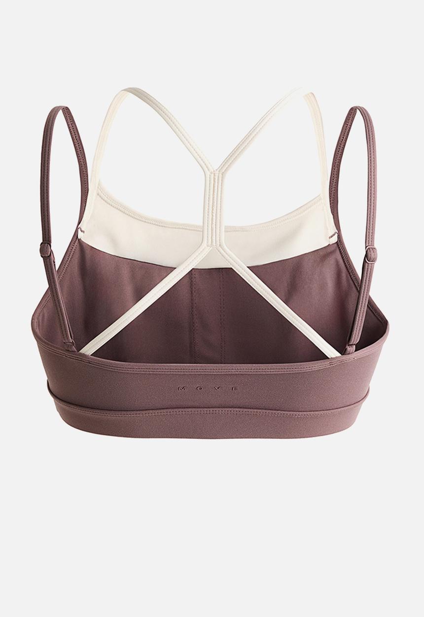 H&M - Sports bra with softmove™ - light truffle/colour block