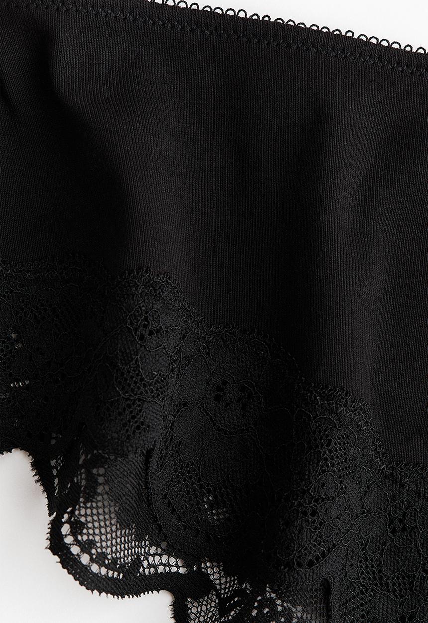 H&M - 2-pack lace-trimmed hipster briefs - black