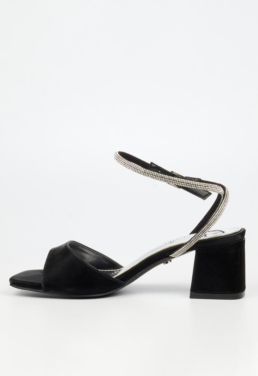 Butterfly Feet - Alaine 1 diamante ankle strap heel - black