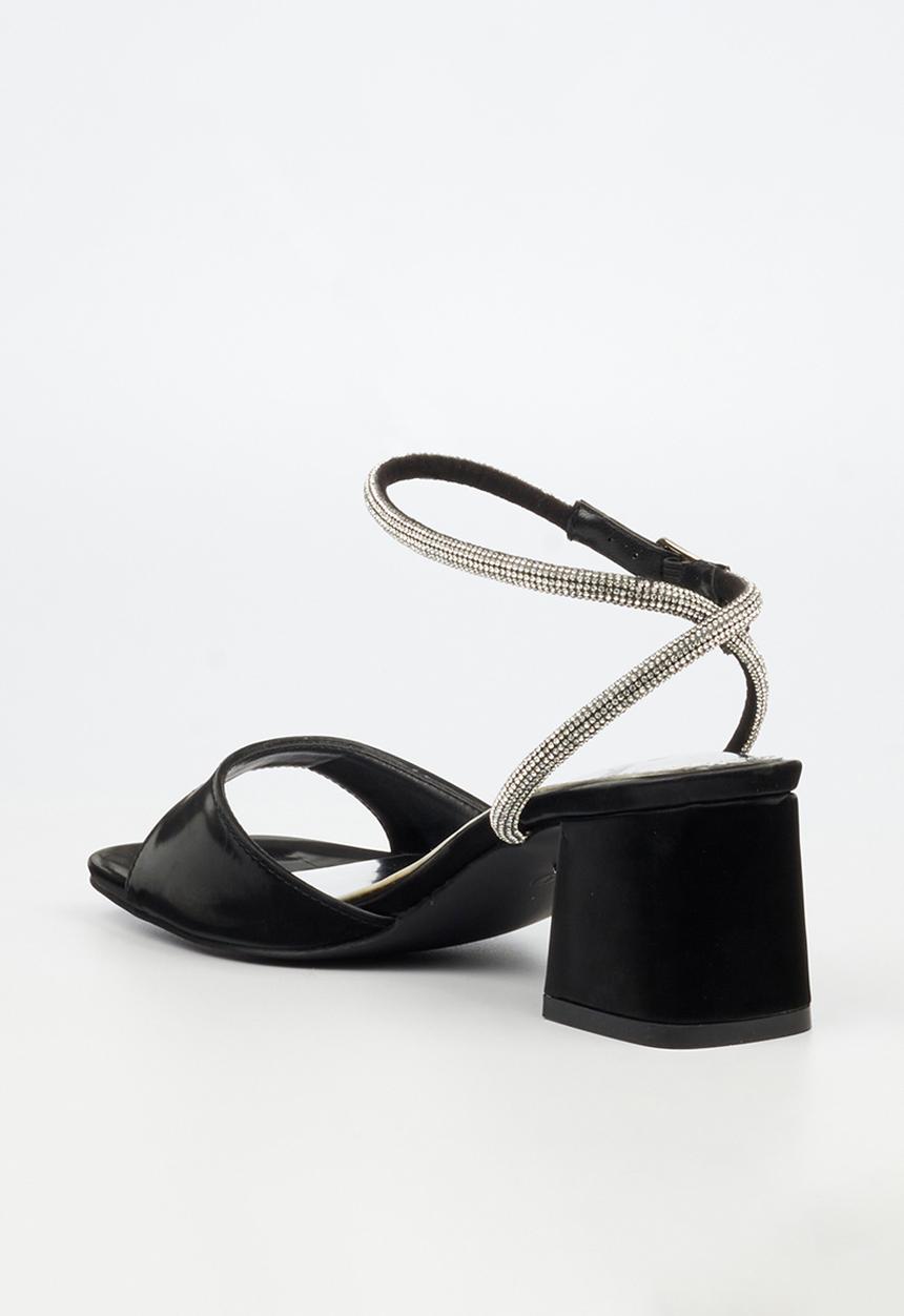 Butterfly Feet - Alaine 1 diamante ankle strap heel - black