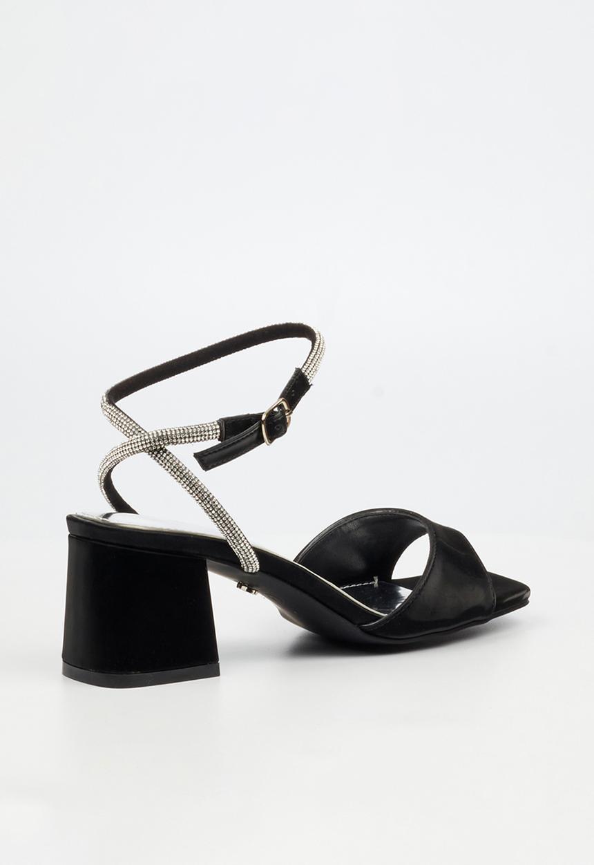 Butterfly Feet - Alaine 1 diamante ankle strap heel - black