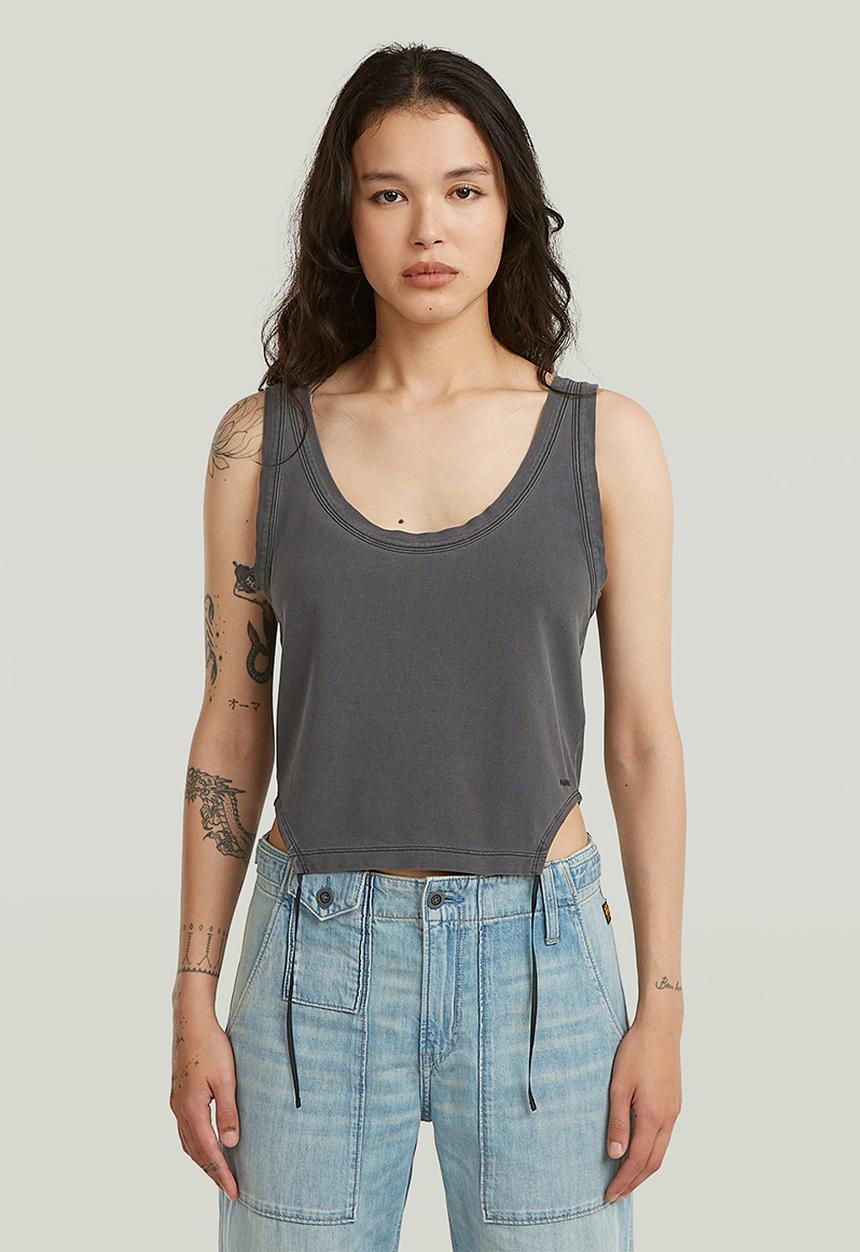 G-STAR - Adjustable washed slim tank t wmn - dk black gd