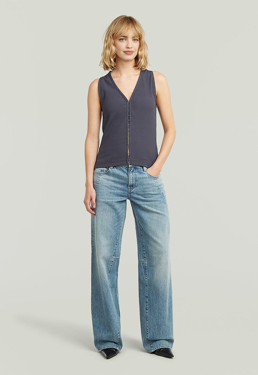 G-STAR - Hook & eye slim rib s\l t wmn - petrol
