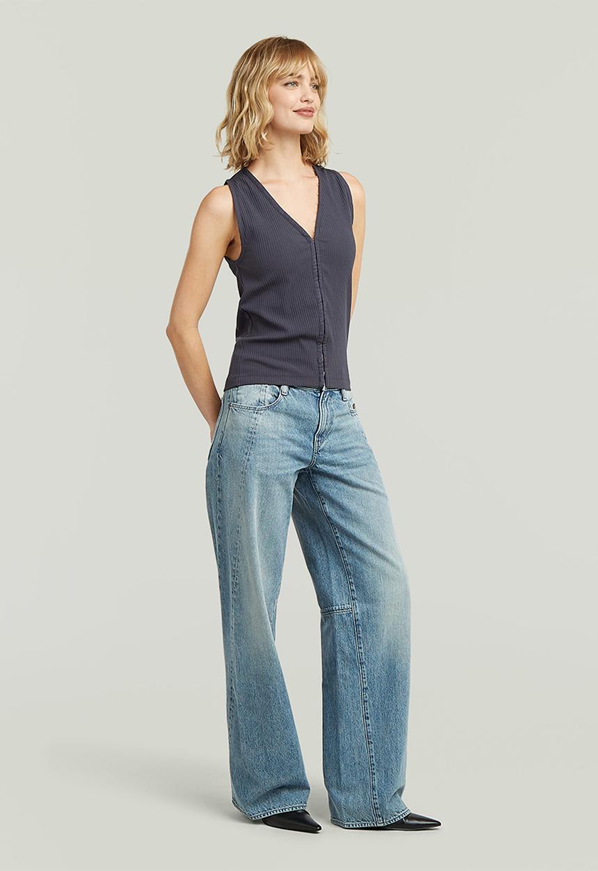 G-STAR - Hook & eye slim rib s\l t wmn - petrol
