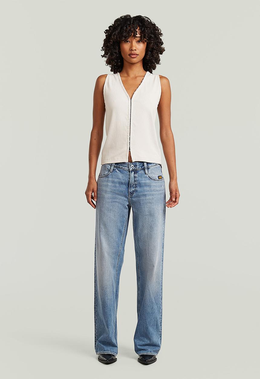 G-STAR - Hook & eye slim rib s\l t wmn - whitebait