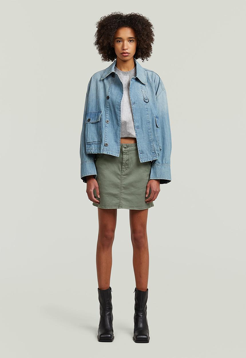 G-STAR - Slim rib aop r t wmn - grey denim flame aop
