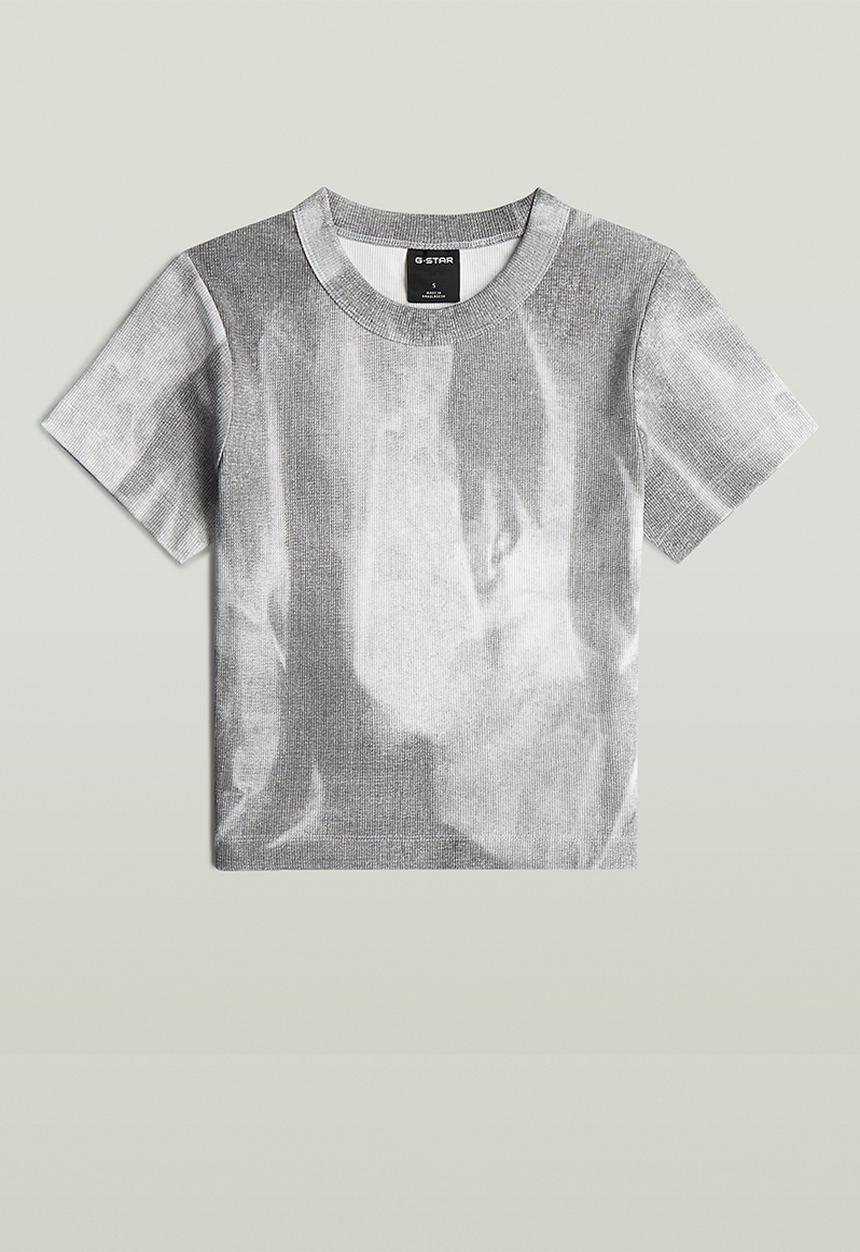 G-STAR - Slim rib aop r t wmn - grey denim flame aop