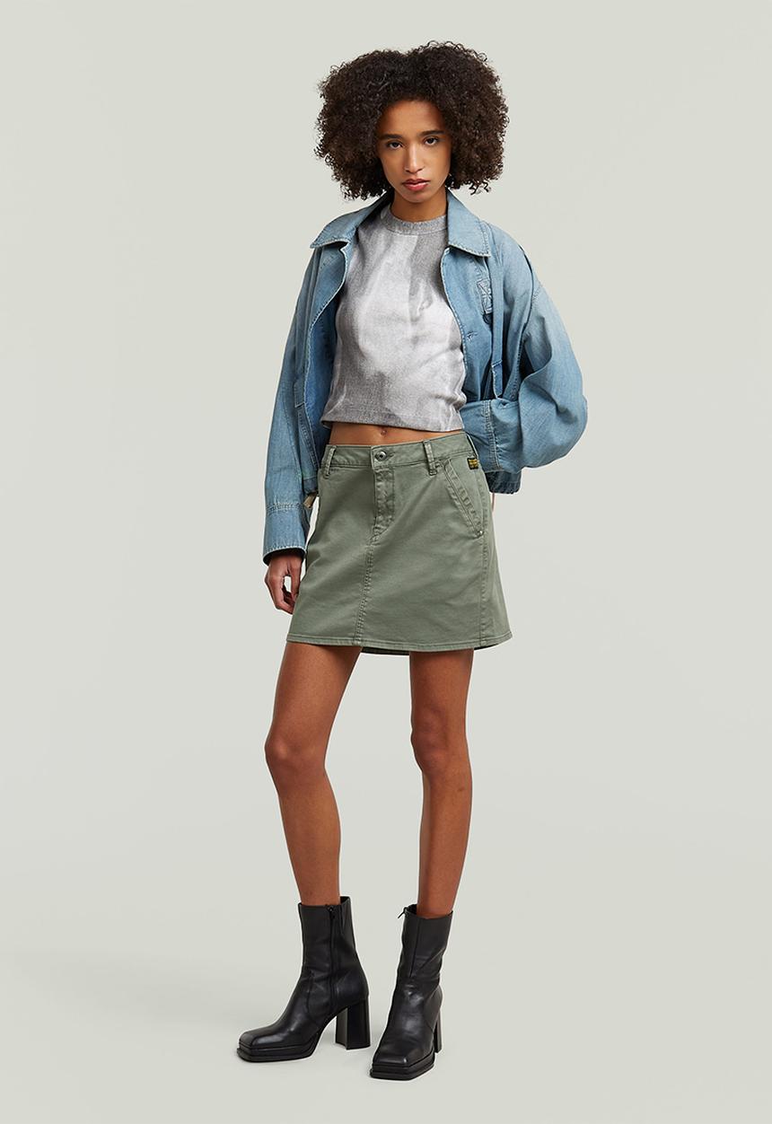 G-STAR - Slim rib aop r t wmn - grey denim flame aop