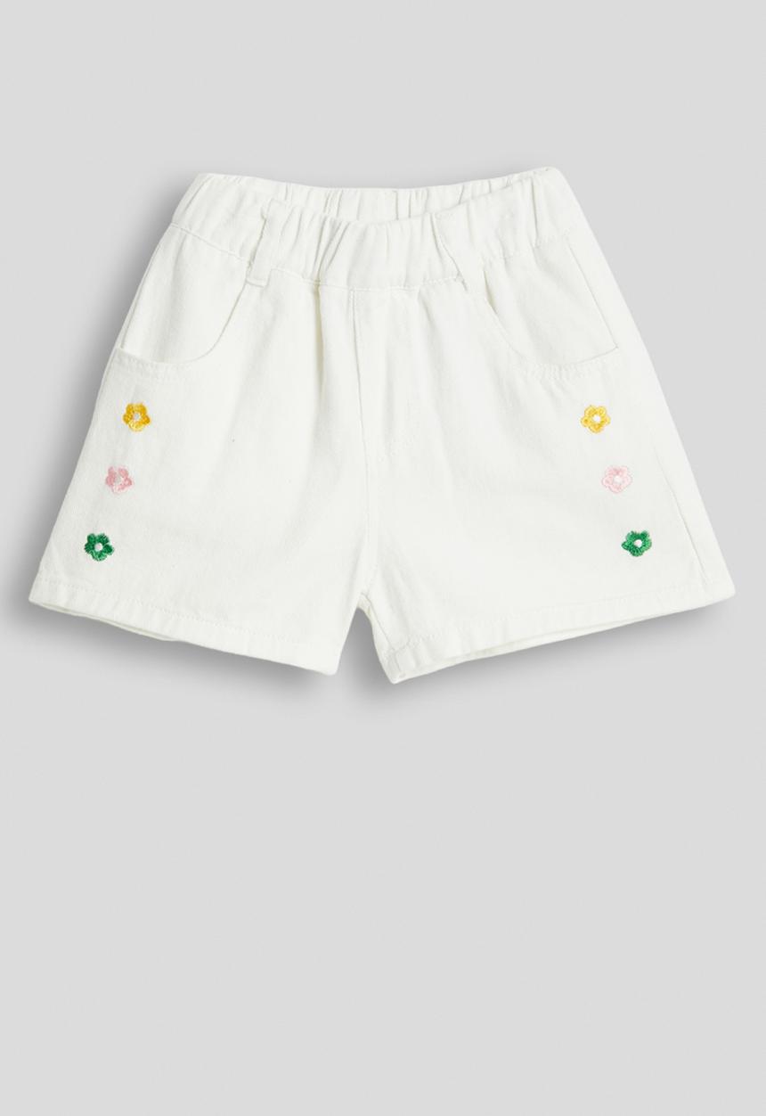 Pop Candy - Floral applique denim shorts - white