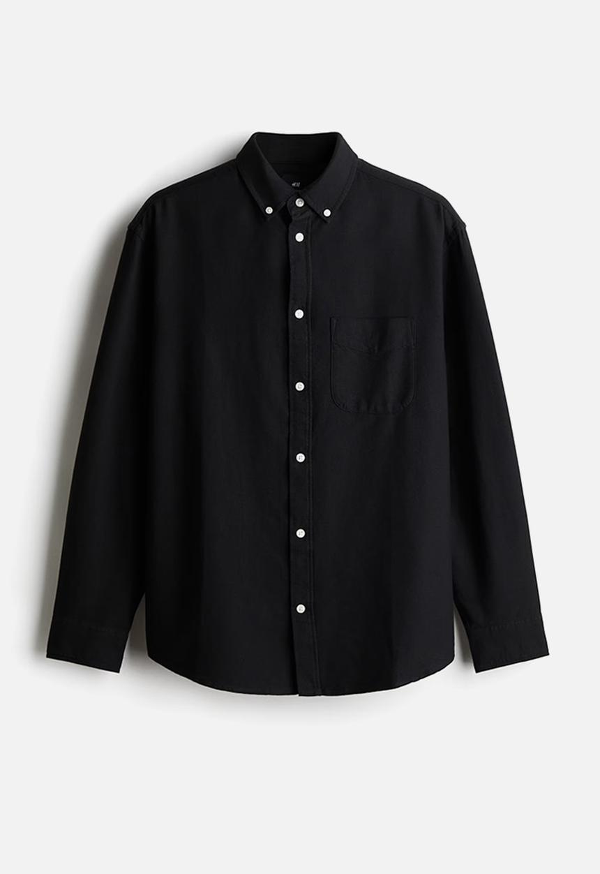 H&M - Regular fit oxford shirt - black