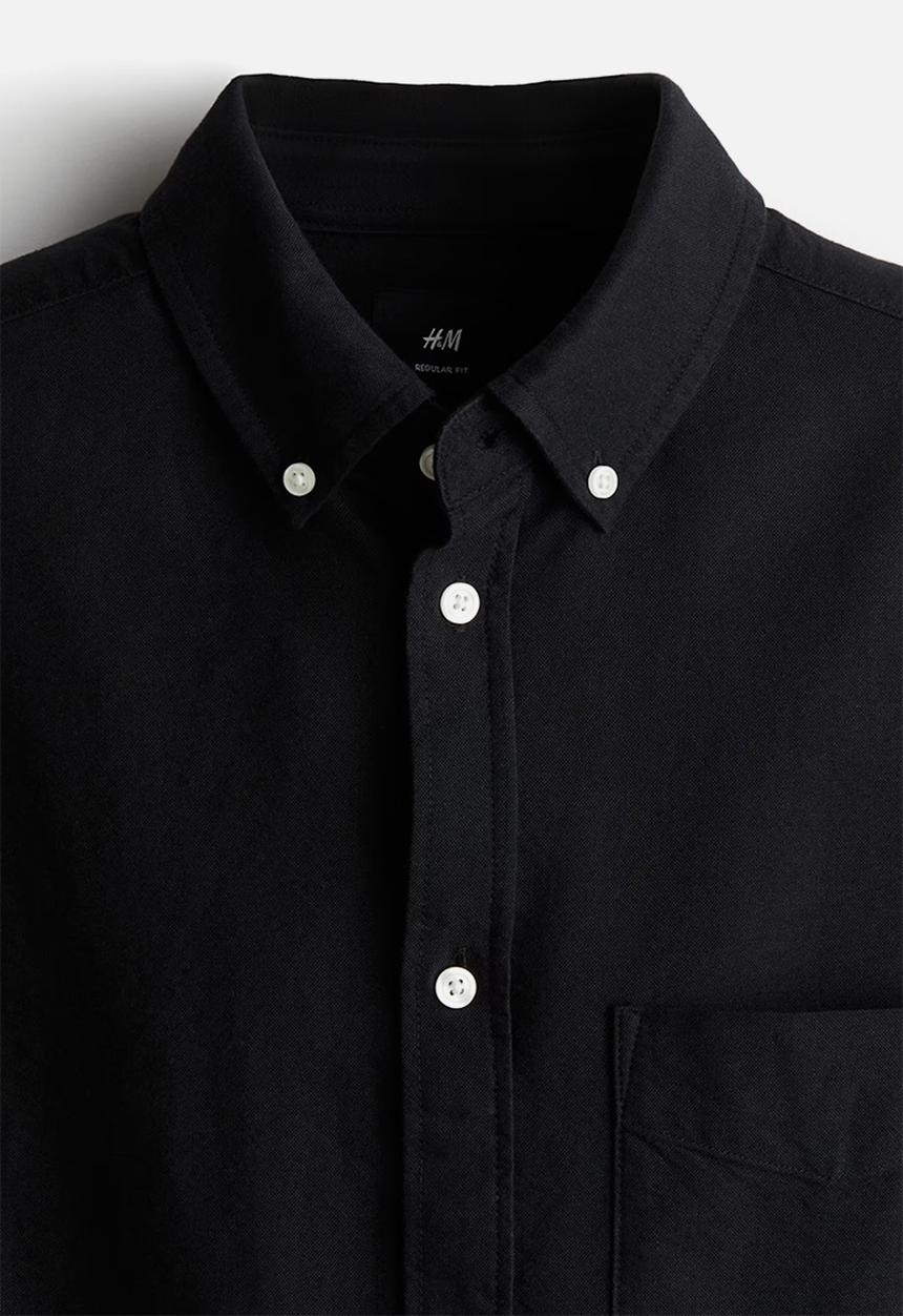 H&M - Regular fit oxford shirt - black