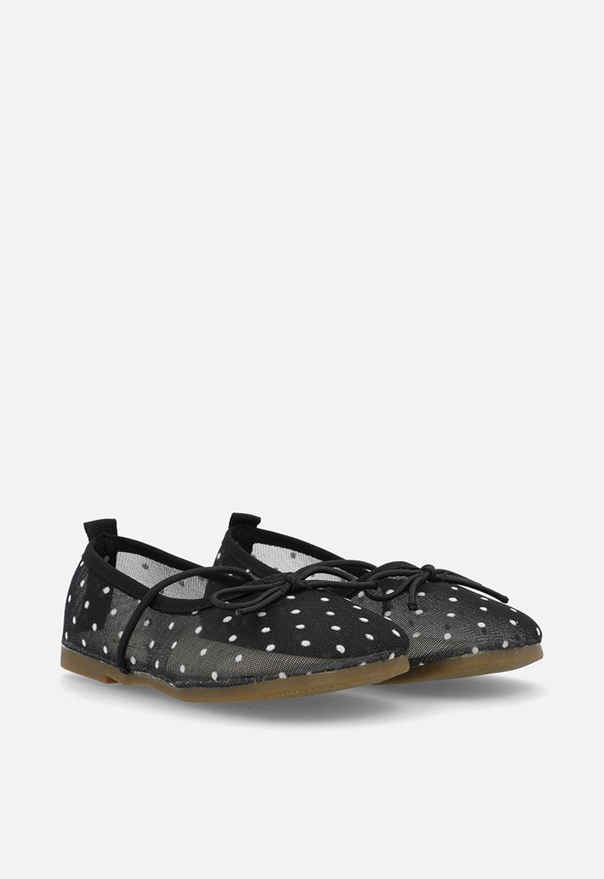 Pop Candy - Polka dot mesh ballet pumps - black
