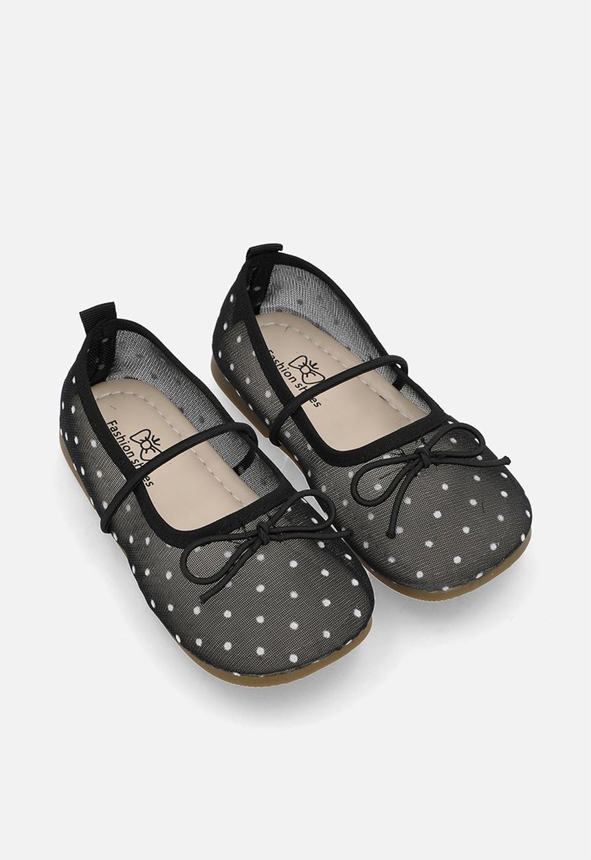 Pop Candy - Polka dot mesh ballet pumps - black