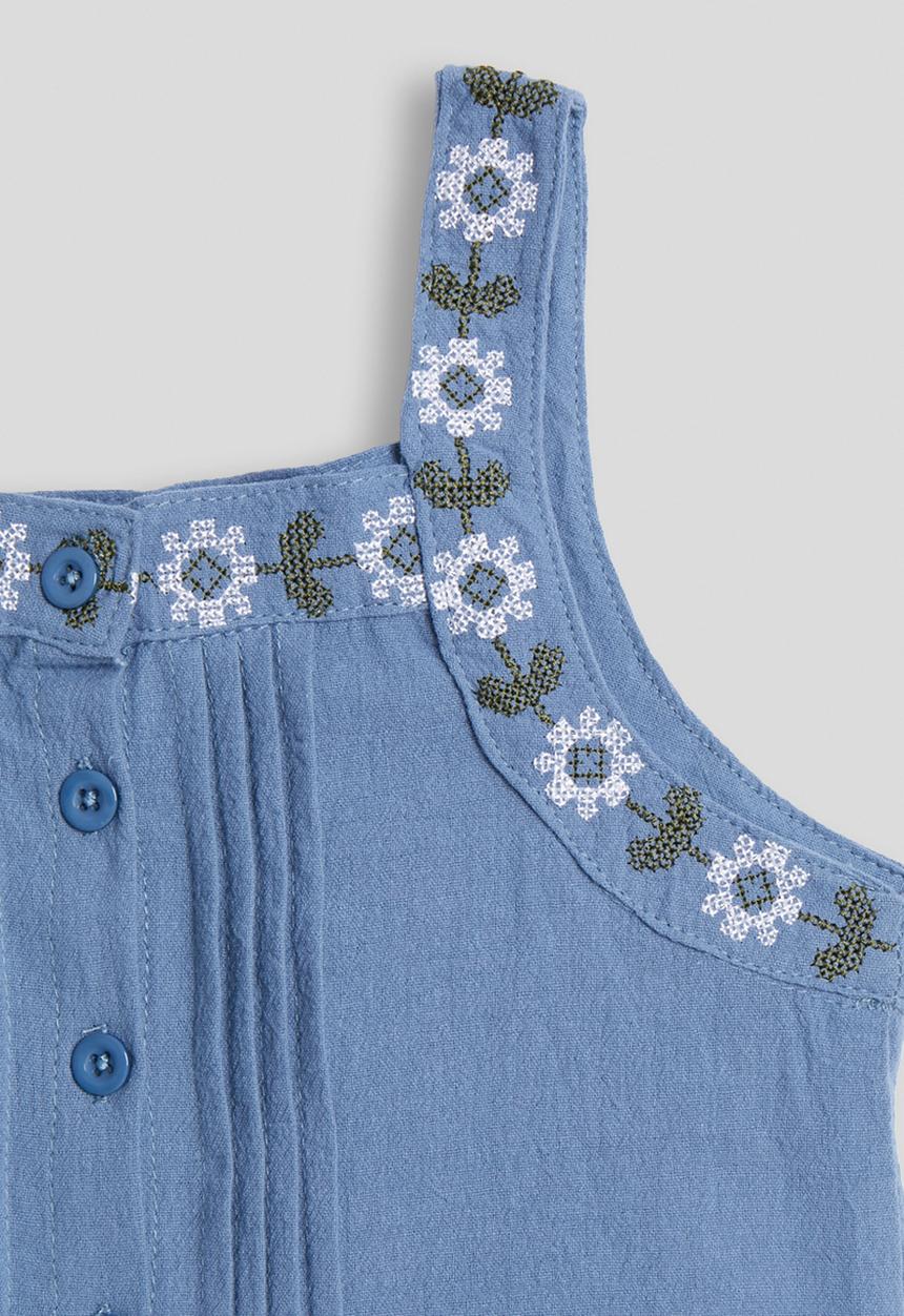 Pop Candy - Embroidered top and wide leg jeans - blue